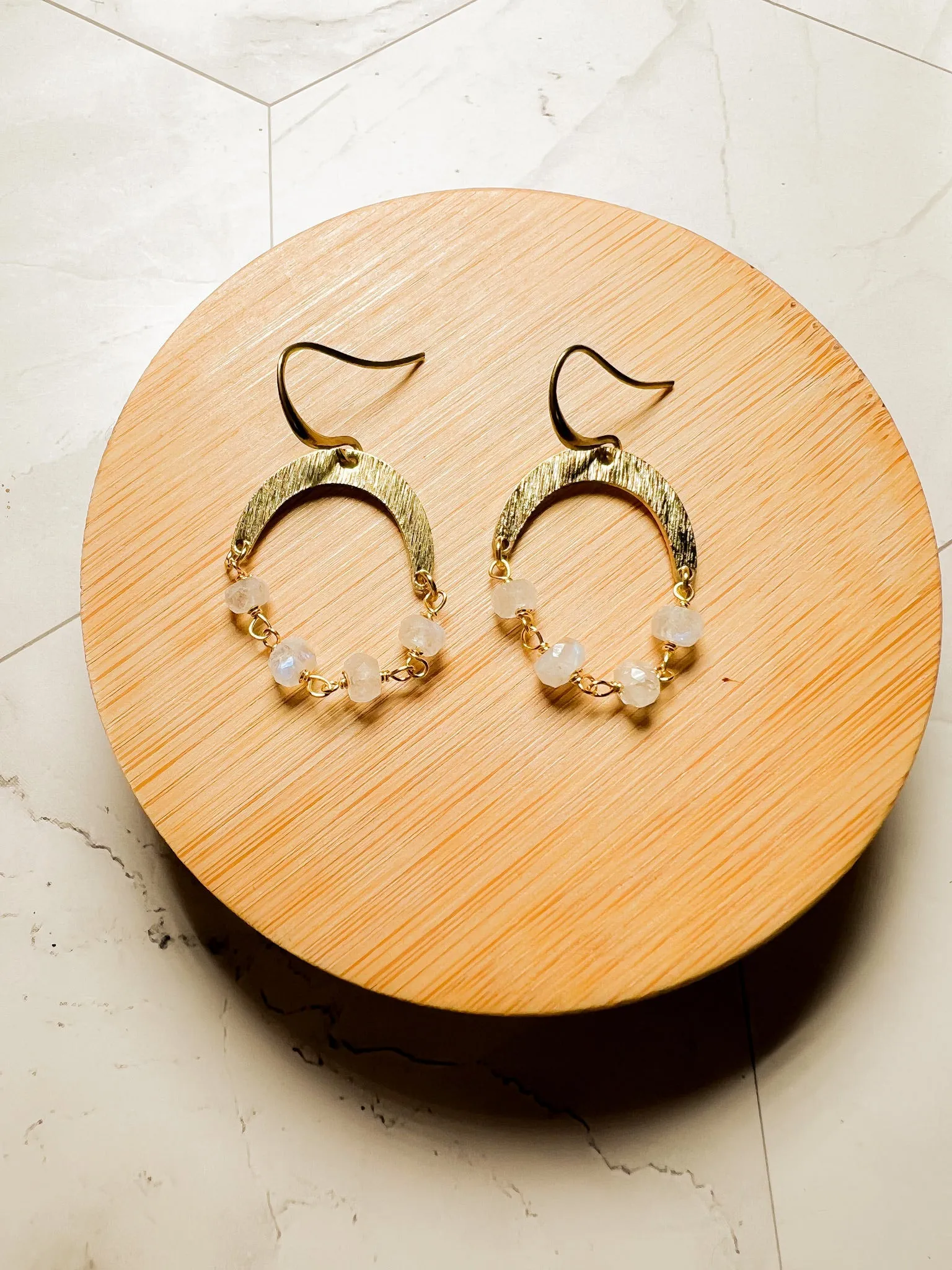 Crescent Rosary Chain Earring