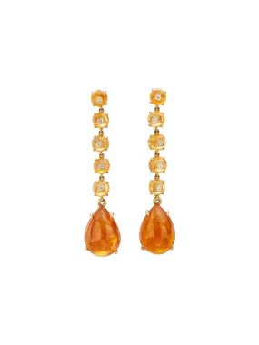 Garnet Cabochon Drop Earrings